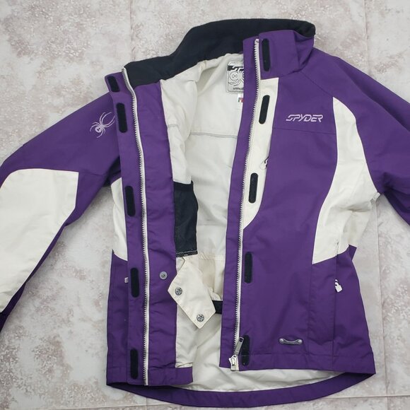 Big Kids Full Zip Insulated Lined Rain Jacket Spyder Windbreaker Youth Size 10 - Picture 3 of 15